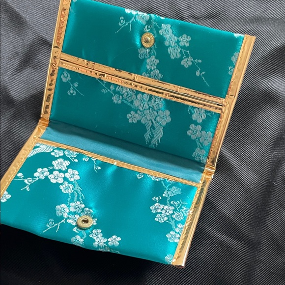 Handbags - Elegant Floral Teal Wallet